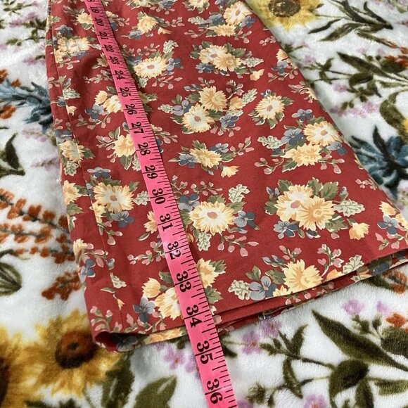 Y2K Ralph Lauren Mini Dress Womens Red Milkmaid Prairie Cotton Ruffle - Picture 8 of 8